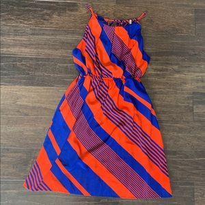 A-line orange and blue stripe dress